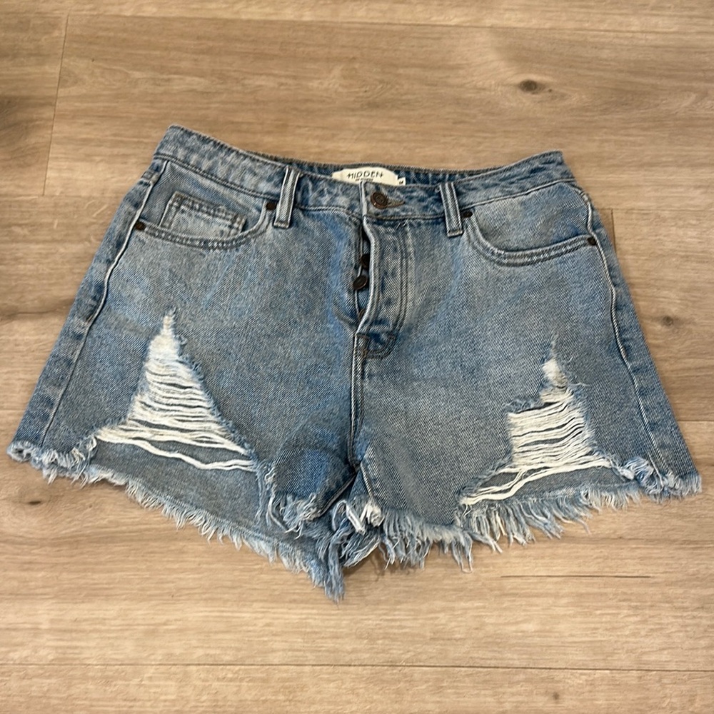 Cut Off Denim Blue Shorts